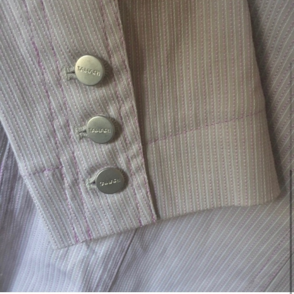 Tahari Pinstripe Trucker Jacket Beige Size S - Picture 5 of 6